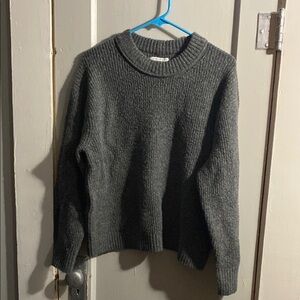 American Eagle Outfitters Gray Crewneck Sweater with Textured Knit
